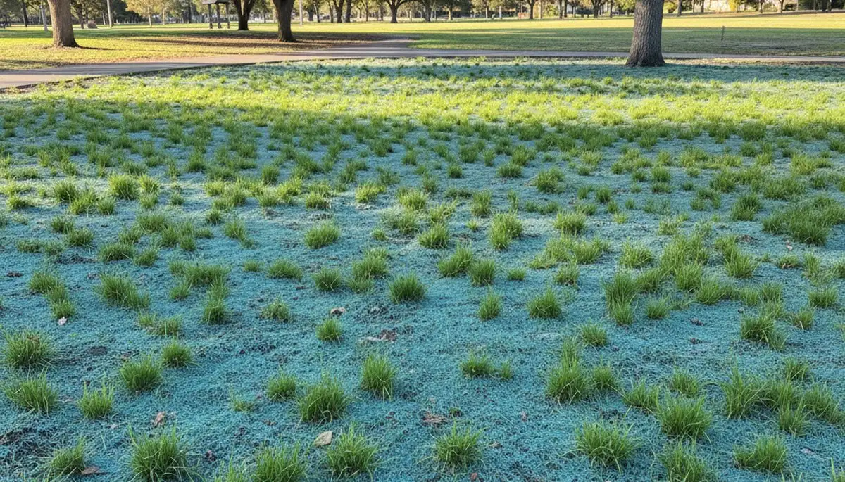 Hydroseeded grass seedlings establishing healthy new lawn in Oak Park, IL by Chop Chop Landscaping