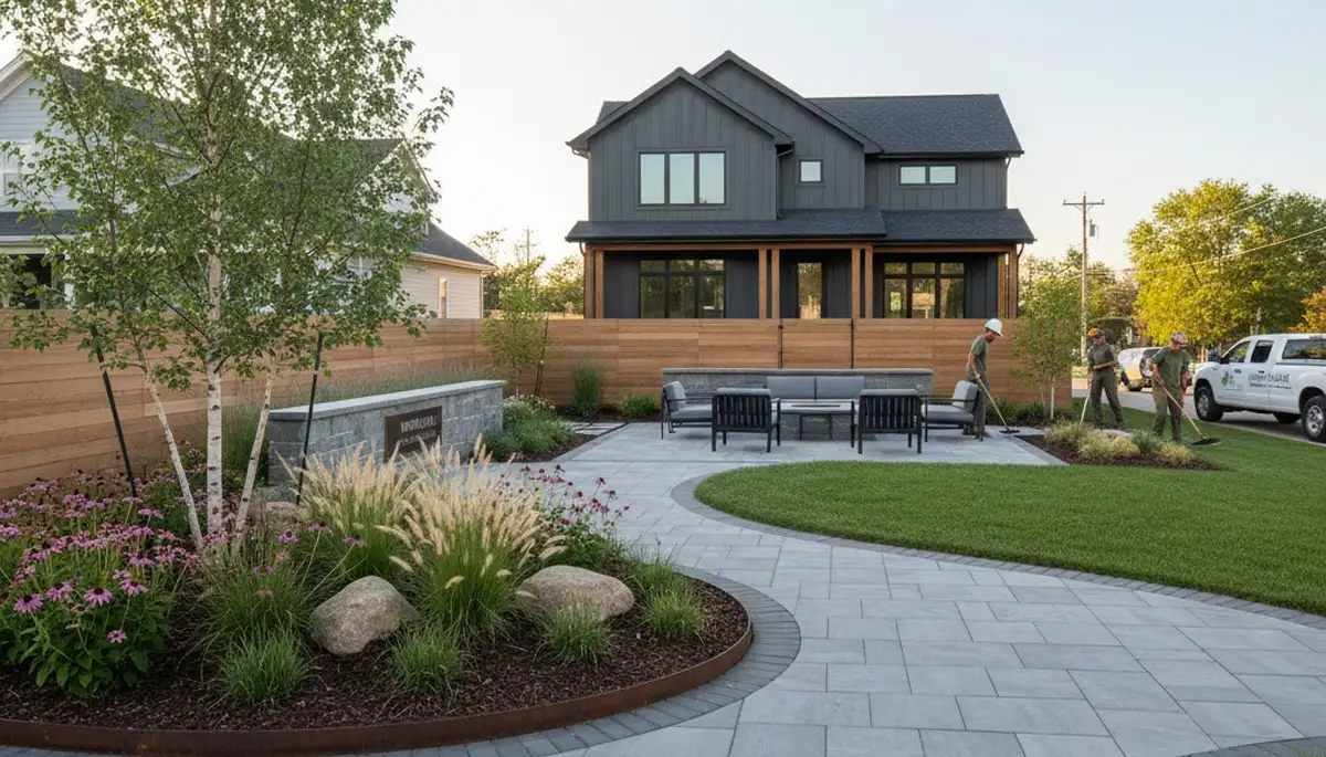 Landscape service in Oak Park, IL for a residential yard maintenance project