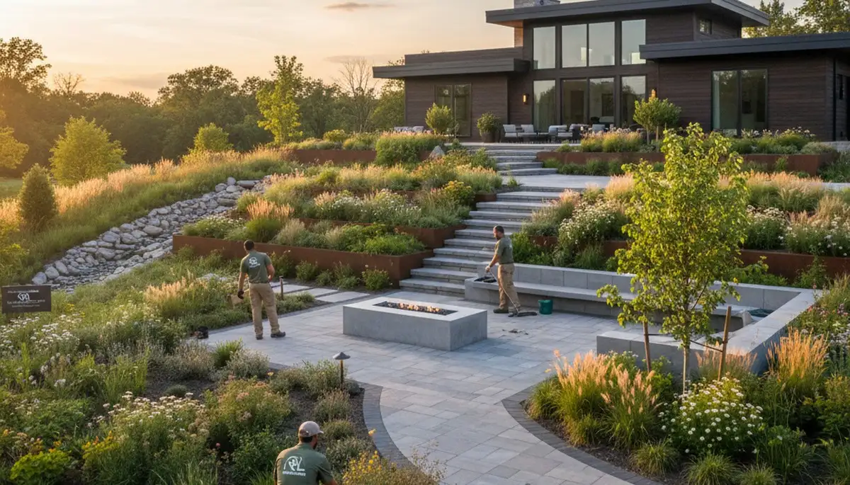 Landscaping crew serving Oak Park, IL with lawn care and garden maintenance