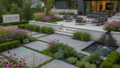 Landscaping team providing lawn care and garden maintenance in Oak Park, IL
