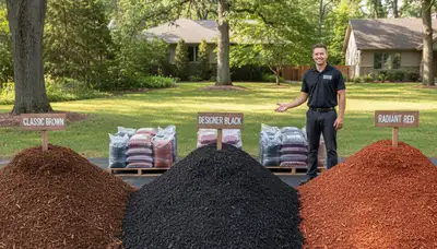 Brown, black, and red mulch options for Oak Park, IL landscaping by Chop Chop Landscaping