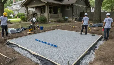 Professional shed foundation and base preparation by landscapers in Oak Park, IL