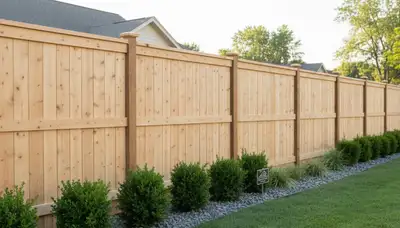New white privacy fence installation by Chop Chop Landscaping in Oak Park, IL residential yard